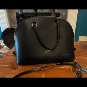 Coach Black Leather Satchel Bag with Strap